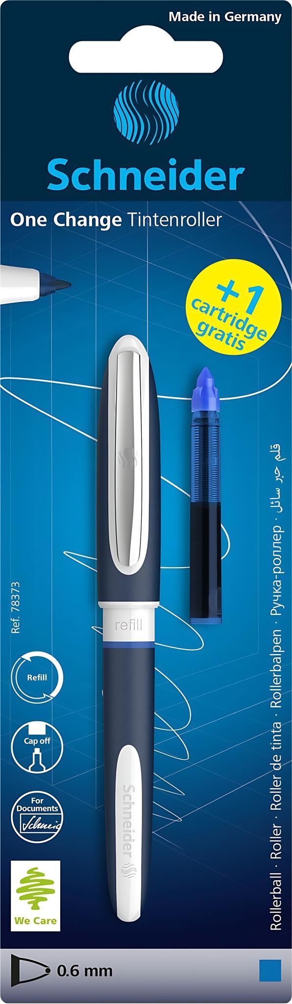 SCHNEIDER Tintenroller Schneider Tintenroller One Change blau Blister 1 Stück + RP One Change