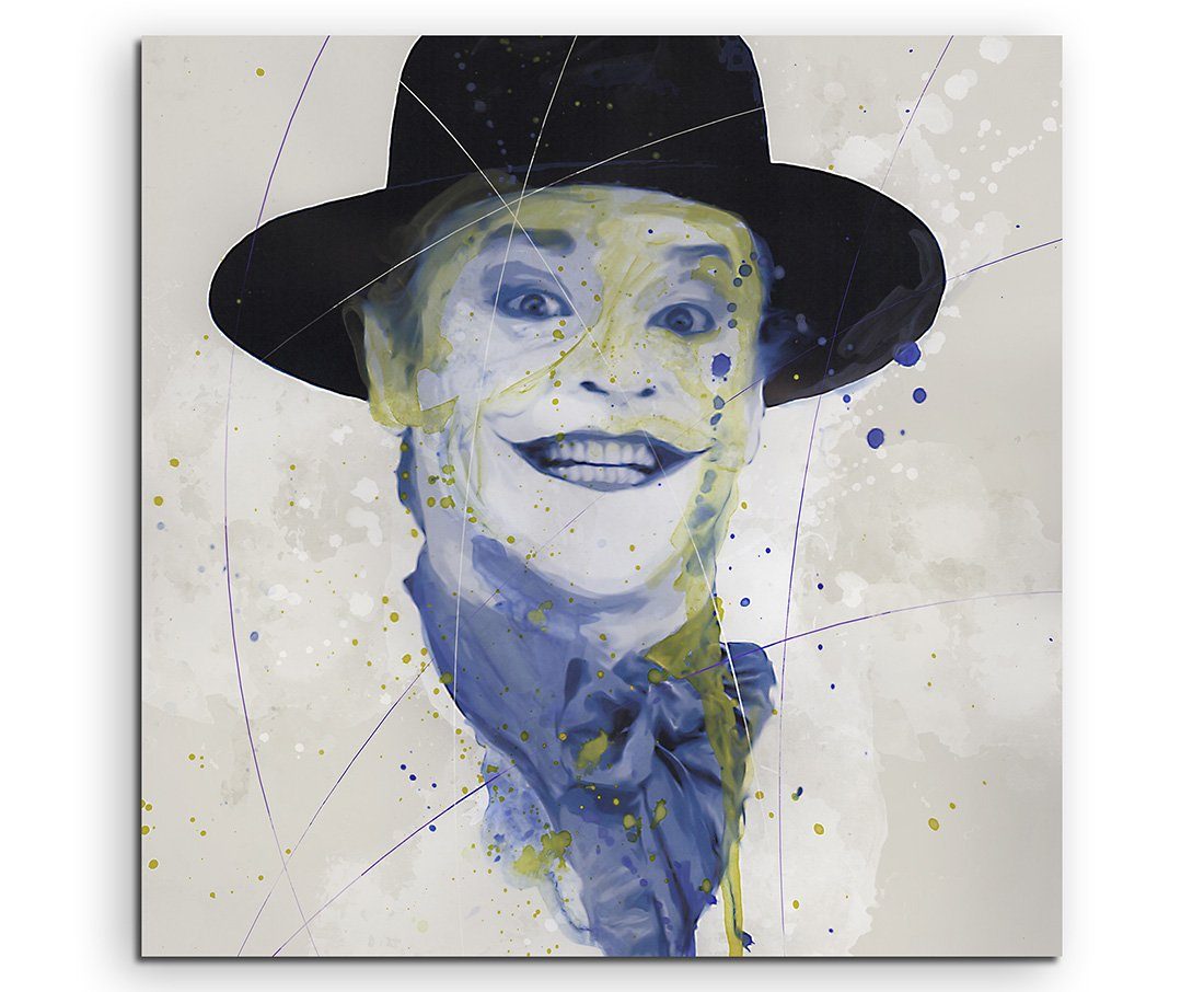 Sinus Art Leinwandbild Jack Nicholson Joker Splash 60x60cm Kunstbild als Aquarell auf Leinwand