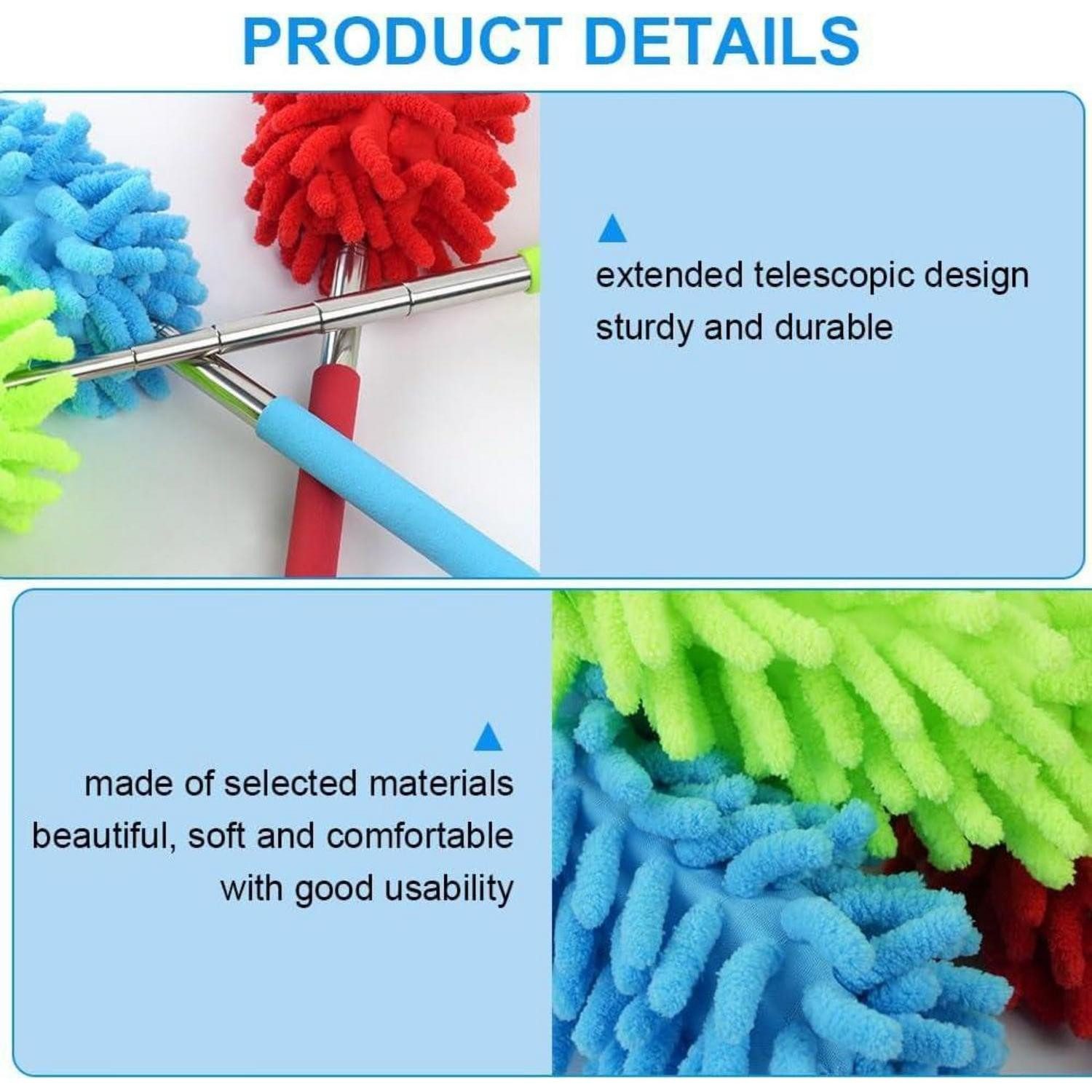 LuxusKollektion Staubwedel Staubwedel Teleskop Ausziehbar Mikrofaser Soft Dusting Cleaner 3er Set
