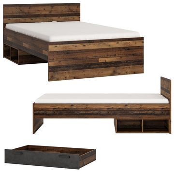 Lomadox Jugendzimmer-Set NELSON-129, (Sparset, 3-tlg), mit Bett 120x200, Schreibtisch und Highboard, in grau mit Holz