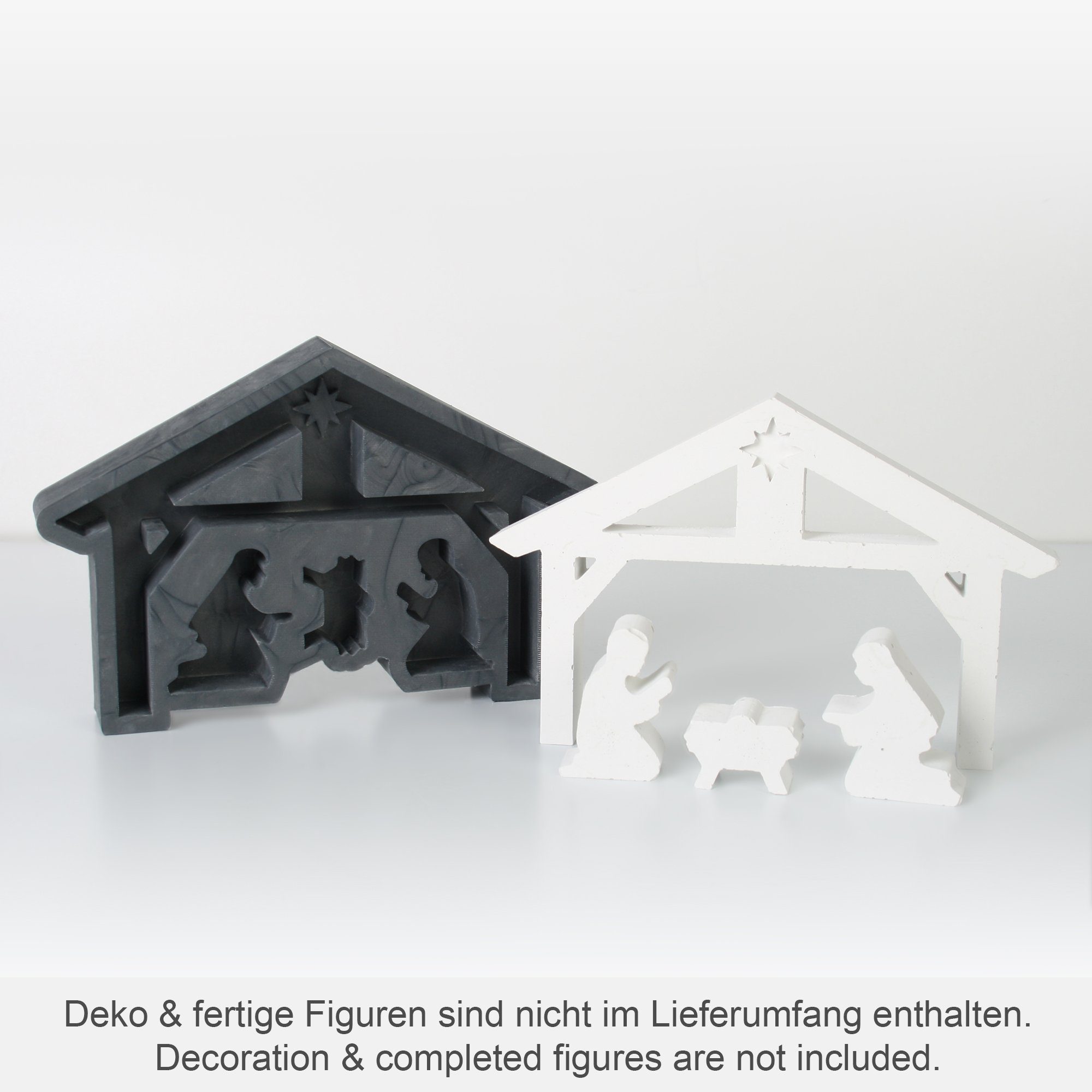 Kreative Feder Silikonform „Weihnachtskrippe“ aus hochwertigem Deutschland Silikon ..., aus Beton, zum Silikon Basteln mit aus hochwertigem
