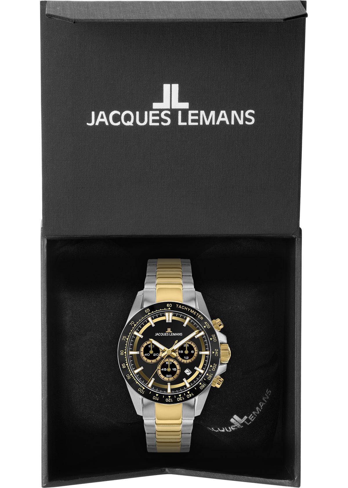 Jacques Lemans Quarzuhr Liverpool 1-2207D, Armbanduhr, Herrenuhr, Edelstahlarmband, analog, Tag, Stoppfunktion