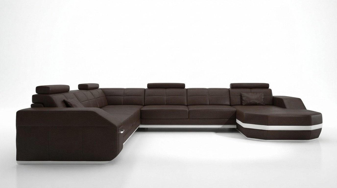 Xlmoebel Wohnlandschaft Elegantes U-Form Ledersofa in hochwertiger Optik, Ecksofa, Hergestellt in Europa