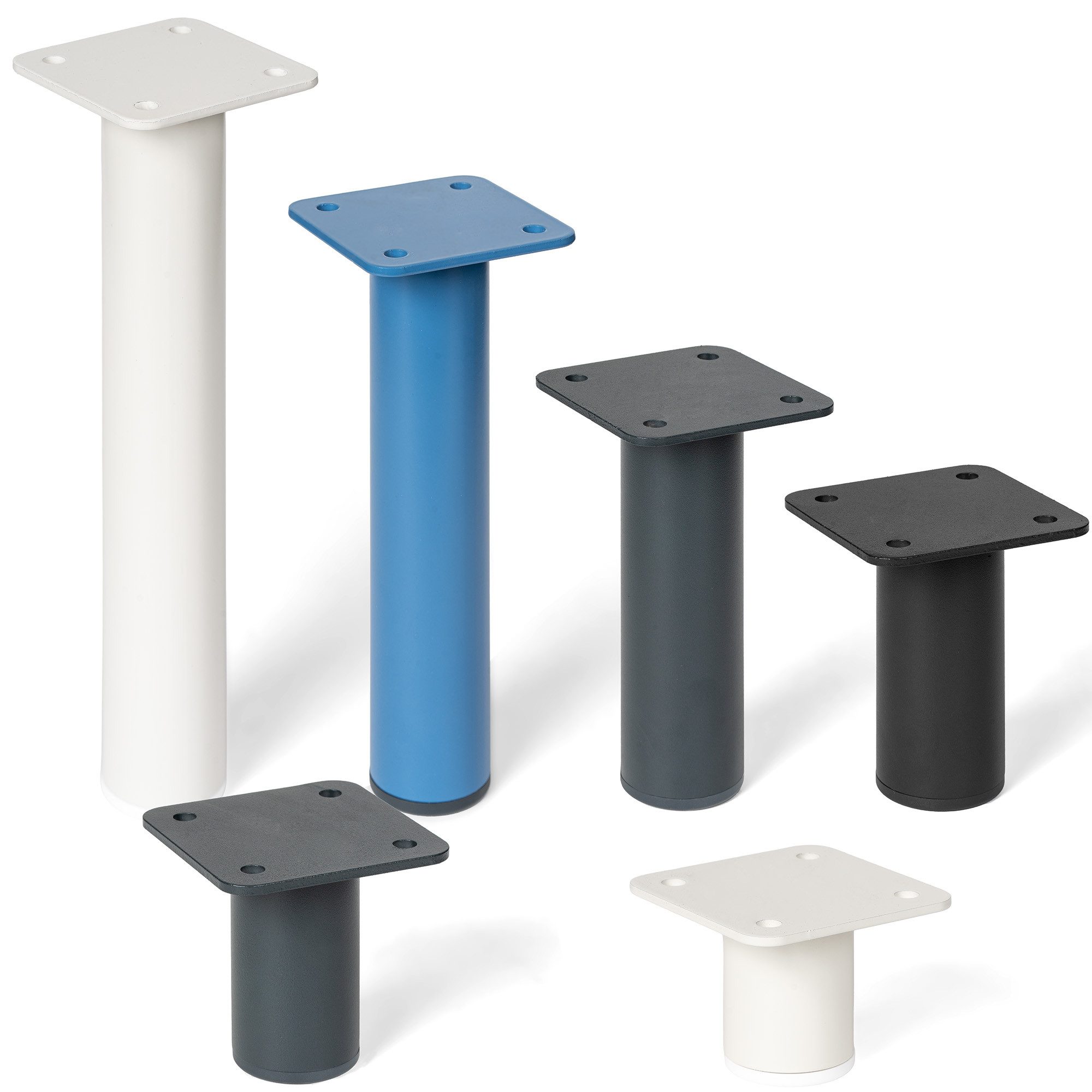 HOLZBRINK Tischbein Möbelfüße 6 cm Metall Schwarz 4 Stk. Ø42,4 mm, Möbelbeine für Sofa, Regal, Küchenmöbel, stabile Möbelfüße