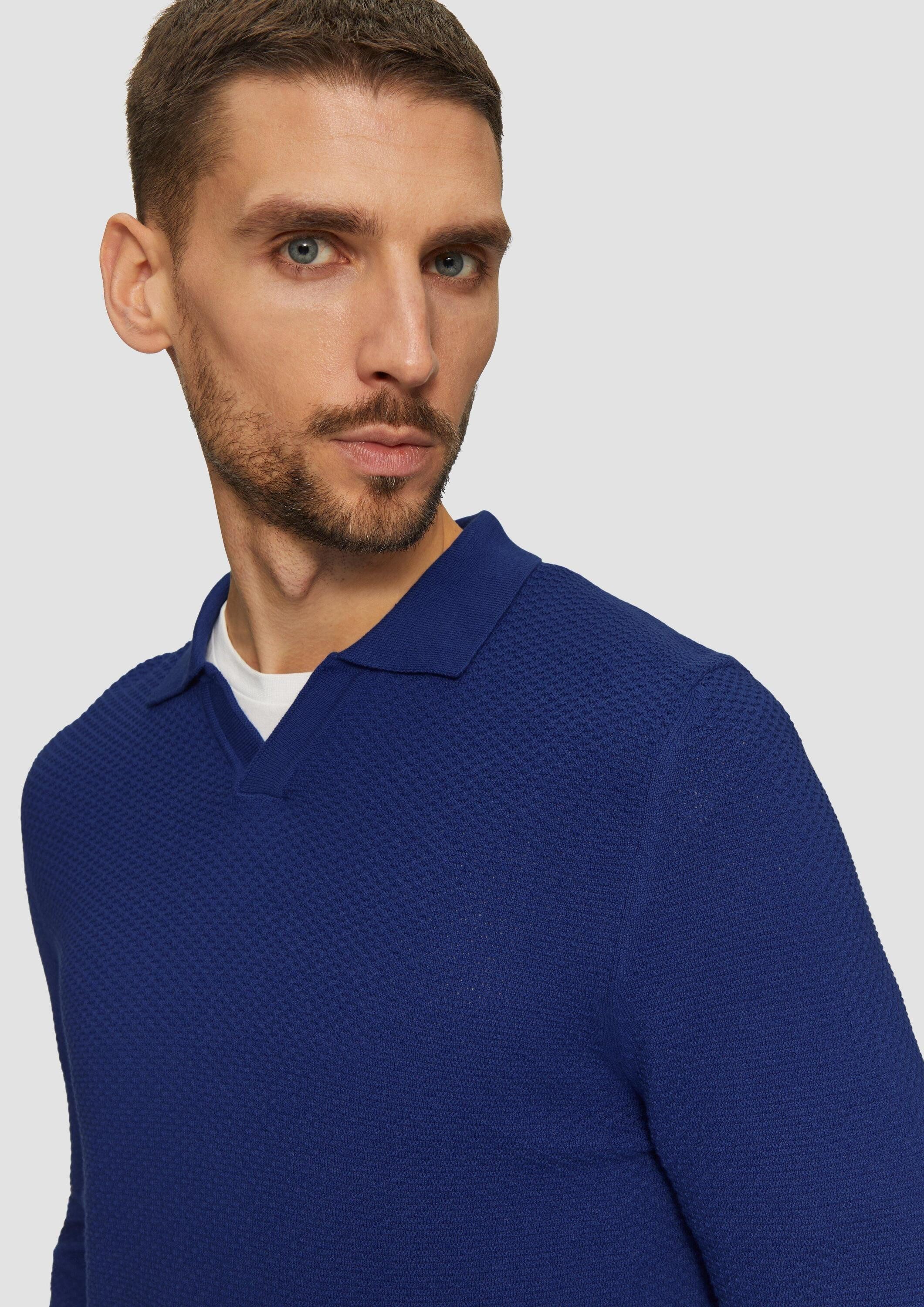s.Oliver Longpullover Strickpullover Strukturierter Strickpullover mit Polokragen