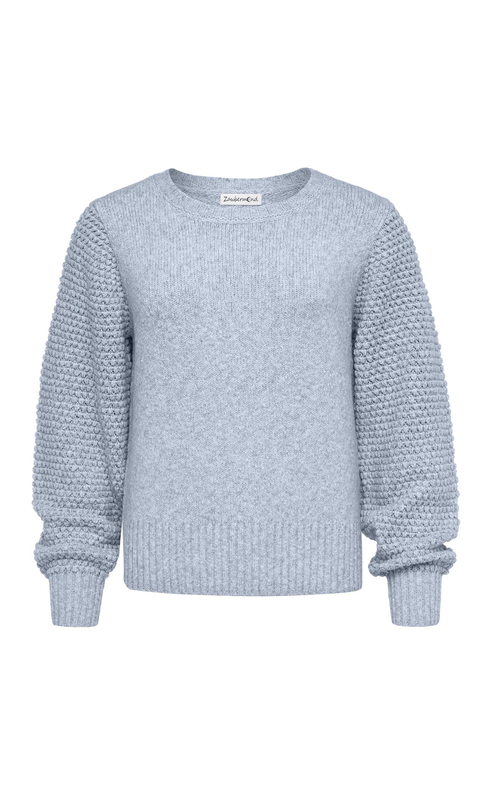 Zaubermond Strickpullover Lockerer Pullover mit metallischen Akzenten & Ärmelstrickstruktur in