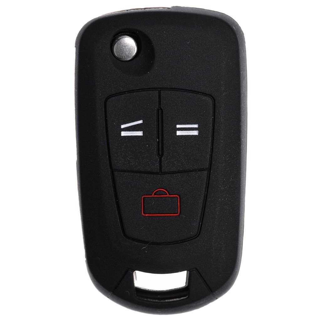mt-key Schlüsseltasche Autoschlüssel Softcase Silikon Schutzhülle Schwarz, für OPEL Signum Insignia Vectra Zafira 3 Tasten Klappschlüssel