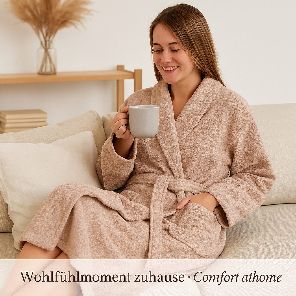 Betz Bademantel Saunamantel für Herren und Damen mit Schalkragen BERLIN, wadenlang, 100% Baumwolle, Schalkragen, Gürtel