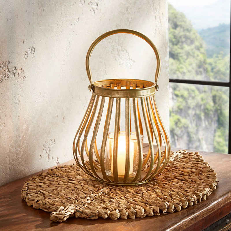 Home-trends24.de Windlicht Windlicht Teelichthalter Kerzenhalter Kerzenständer Gold Metall