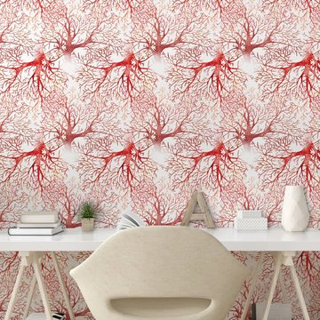 Abakuhaus Vinyltapete selbstklebendes Wohnzimmer Küchenakzent, rot Aquarell Branchs Fall