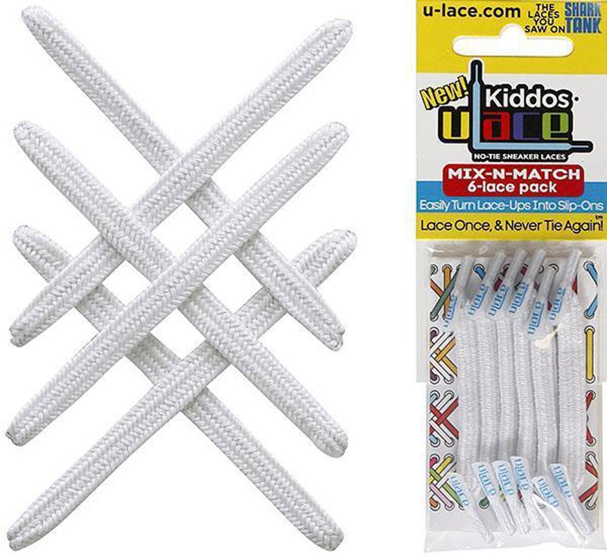 Schnürsenkel - Kinder U-Laces White Schnürsenkel Wiederhaken elastische für Kiddos mit