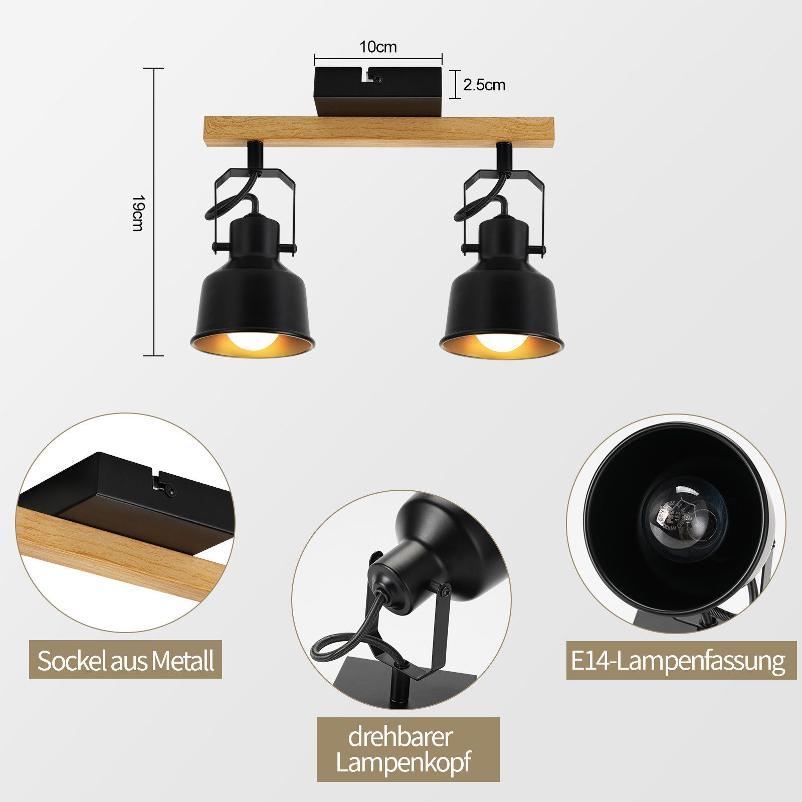 ZMH Deckenstrahler 2/3/4 Flammig 350° Schwenkbar günstig online kaufen