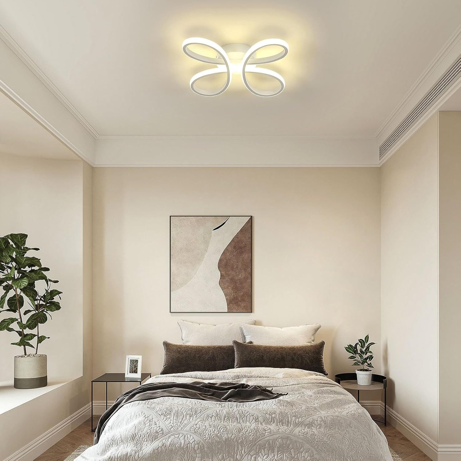 Riserva LED Deckenleuchte Moderne Blumen LED Deckenleuchte Weiß 30W Neutralweiß 4000K, LED wechselbar
