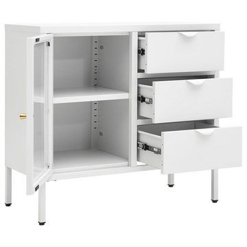 vidaXL Sideboard Sideboard Weiß 75x35x70 cm Stahl und Hartglas