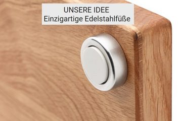 Schneidboard Schneidebrett Designschneidebrett Massivholz inkl. Halter, 45x29x3,8, Eiche, Extrem Stabil und Langlebig