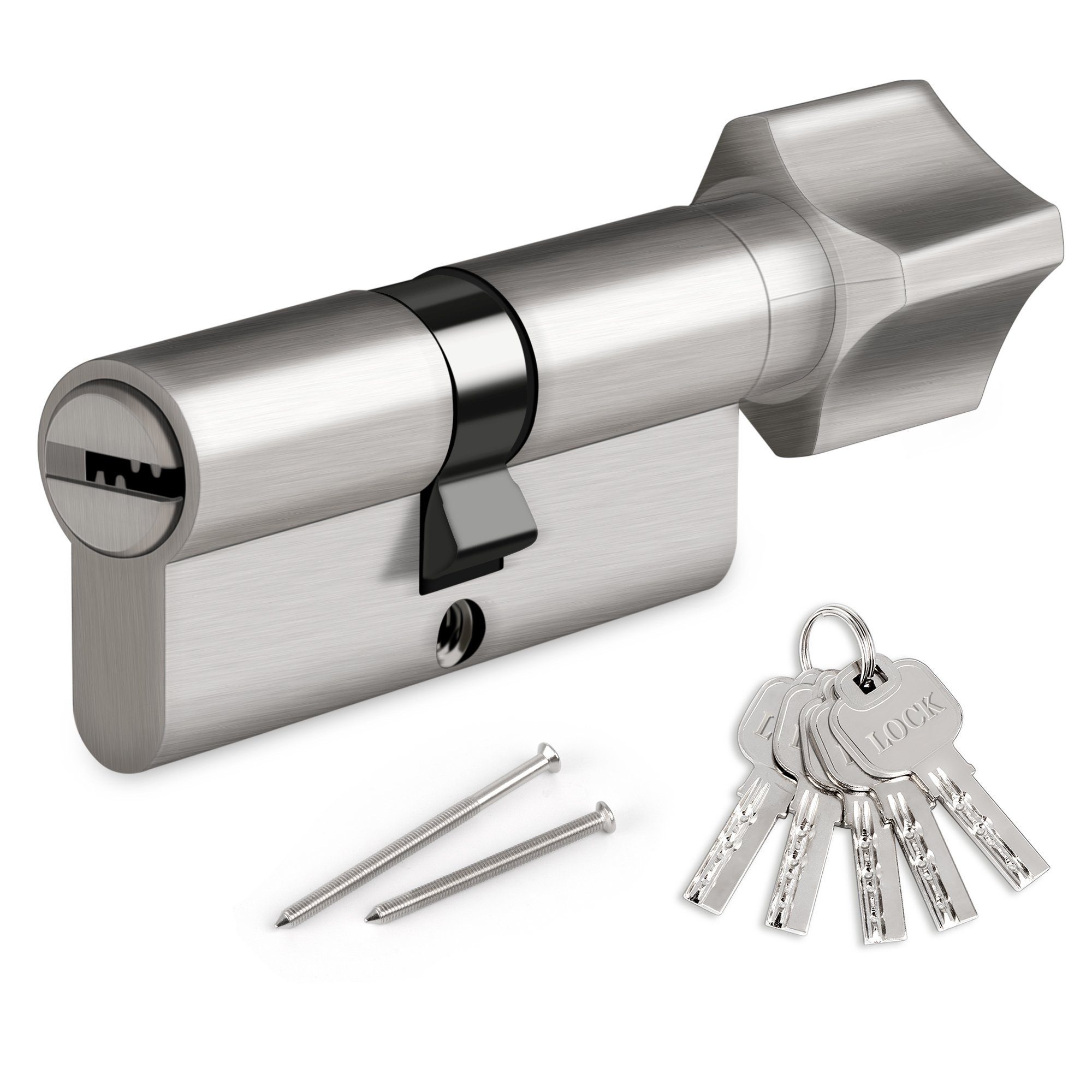 Homewit Schließzylinder Einzelner offener Schließzylinder mit Schlüssel, (Set, 1-St., 5 Stück Schlüssel + 2 Stück Befestigungsschrauben)