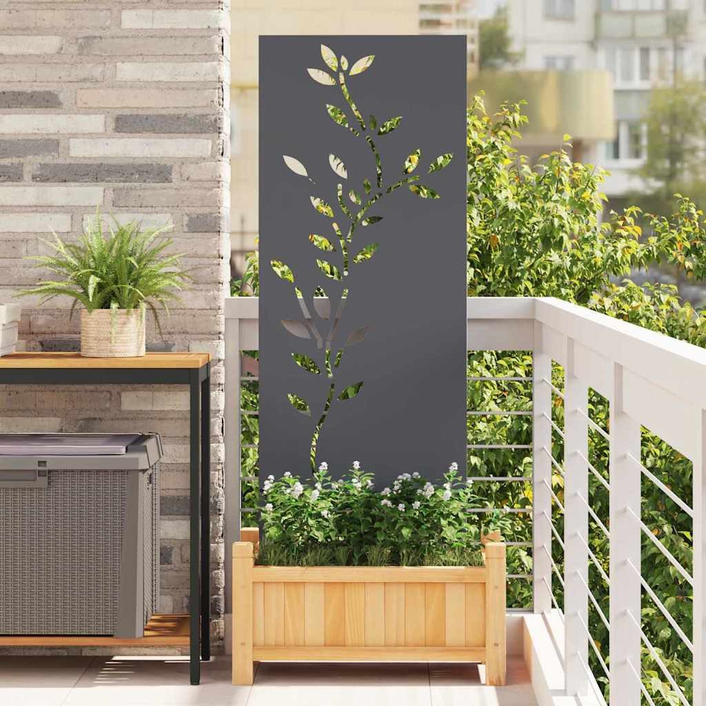 furnicato Sichtschutzelement Garten Sichtschutz Floral 50 x 140 cm Anthrazit, Dekorative Sichtschutzwand mit Intarsien für deine Terrasse