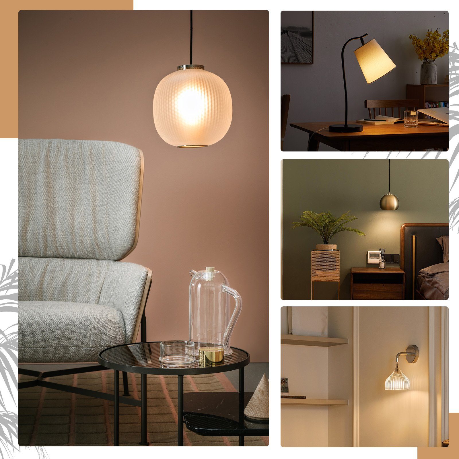 ZMH LED-Leuchtmittel E14 Warmweiß Licht 2700K 4W G45 Glühbirnen Vintage Birnen für Lampen, 6 St., warmweiß, nicht dimmbar – Bild 4 von 5