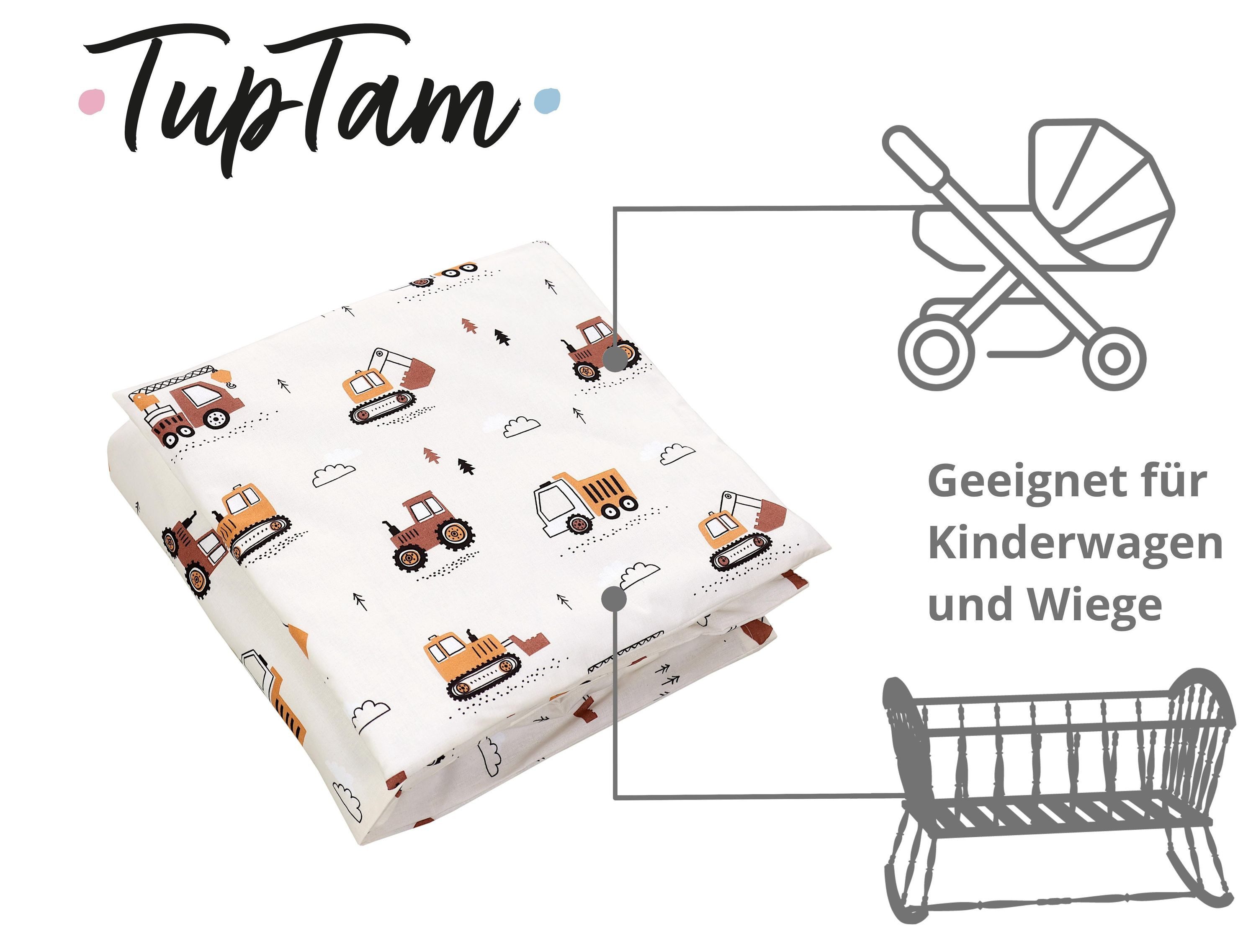 TupTam Babybettwäsche Baby Wiegenset 4-teilig Bettwäsche-Set: Bettdecke Bezug Kopfkissen