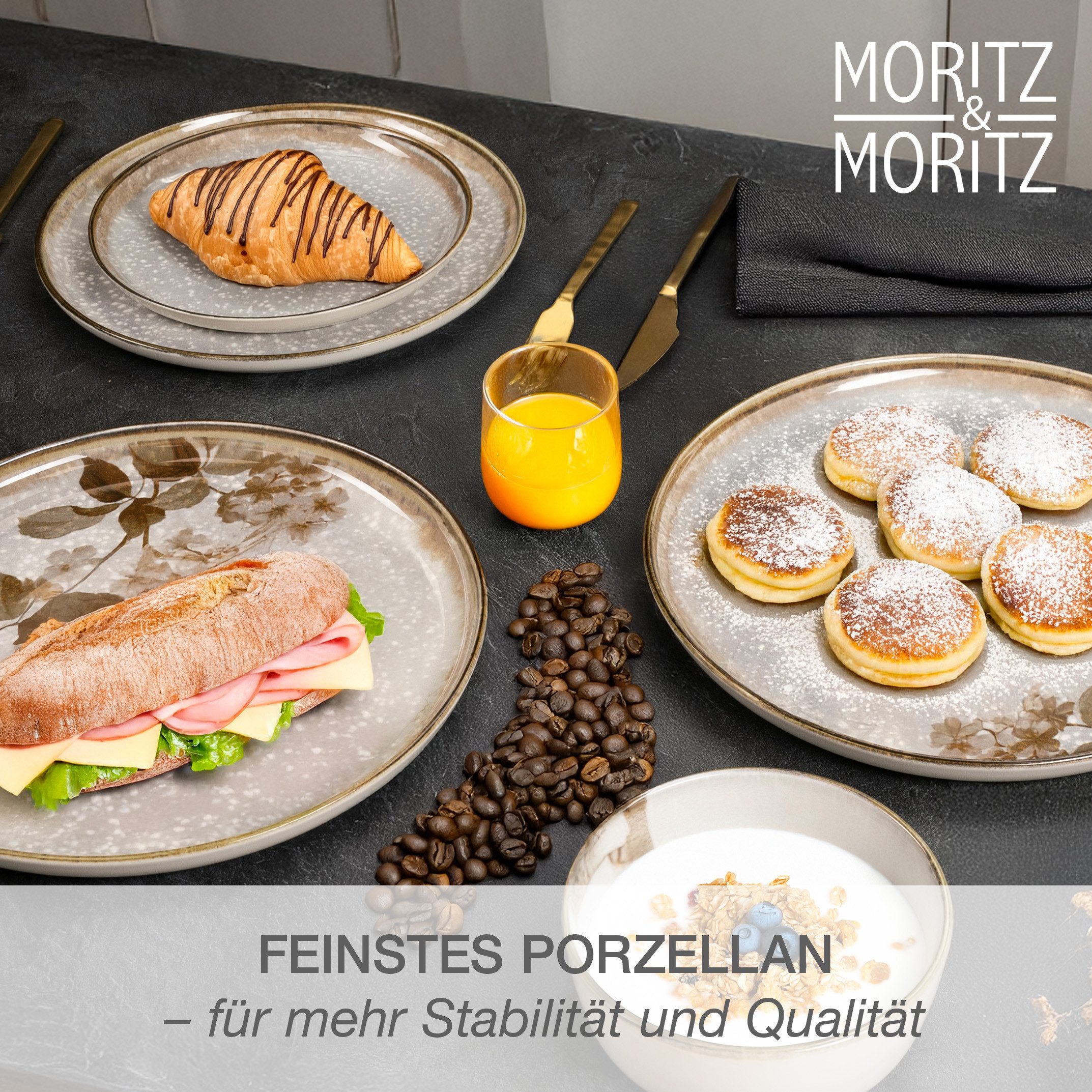 Moritz & Moritz Servierteller BLOSSOM Servierteller 2er Set, Porzellan, (Set, 2-tlg., Set), Hochwertiges Porzellan, Spülmaschinengeeignet