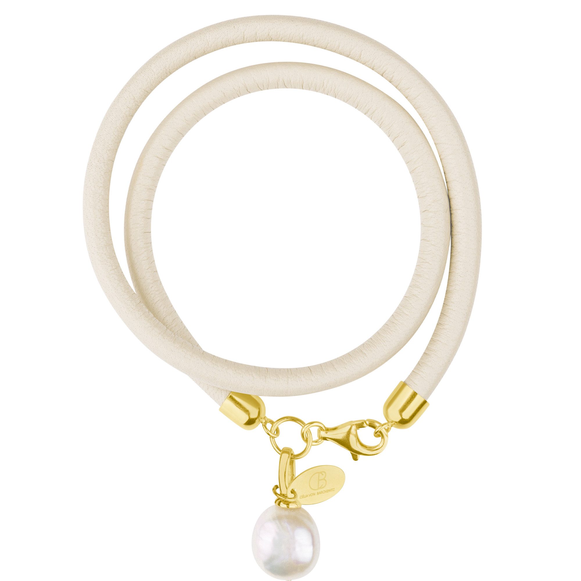 Celia von Barchewitz Wickelarmband NAPPA NOVA, echte Süßwasser-Zuchtperle semi-barocke Form, handgefertigt, 18k