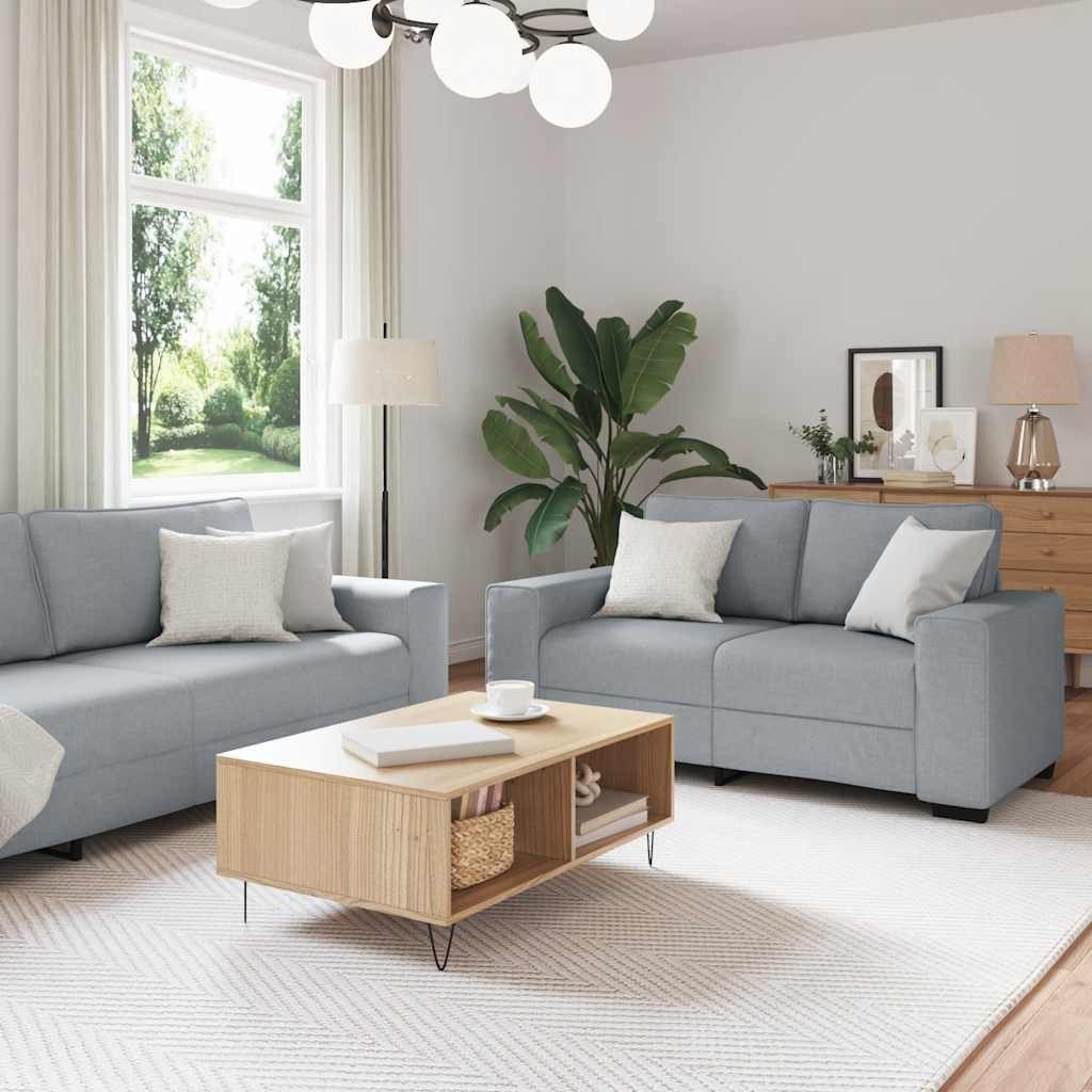 vidaXL Sofa 3-tlg. Sofagarnitur mit Kissen Hellgrau Stoff, 1 Teile
