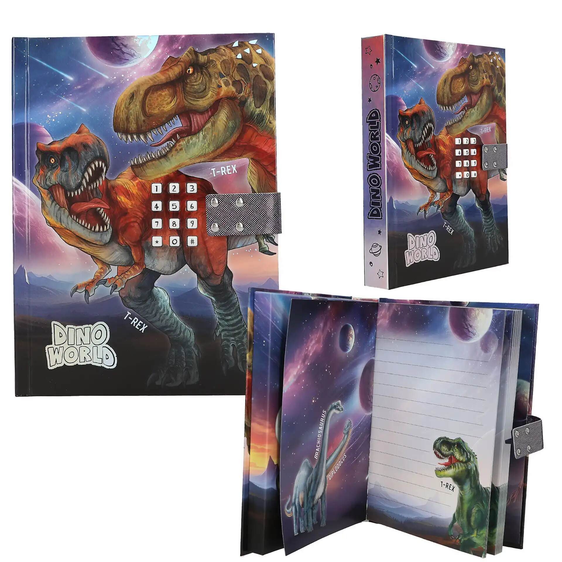 Dino World Stickerbuch Dino World Geheimcode Tagebuch mit Sound