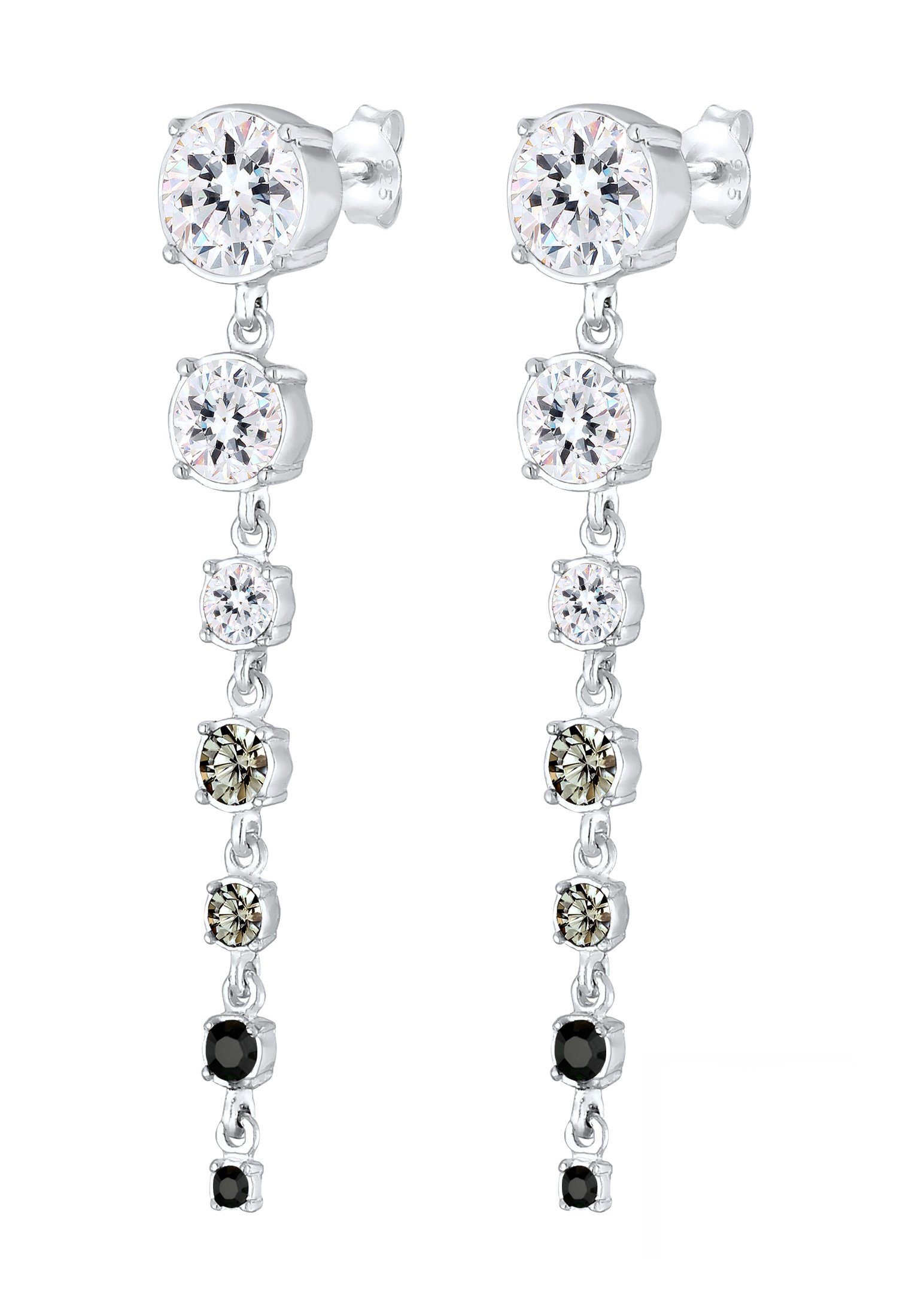 Paar Silber Kristalle Ohrhänger Ohrhänger Premium Elli Grau 925
