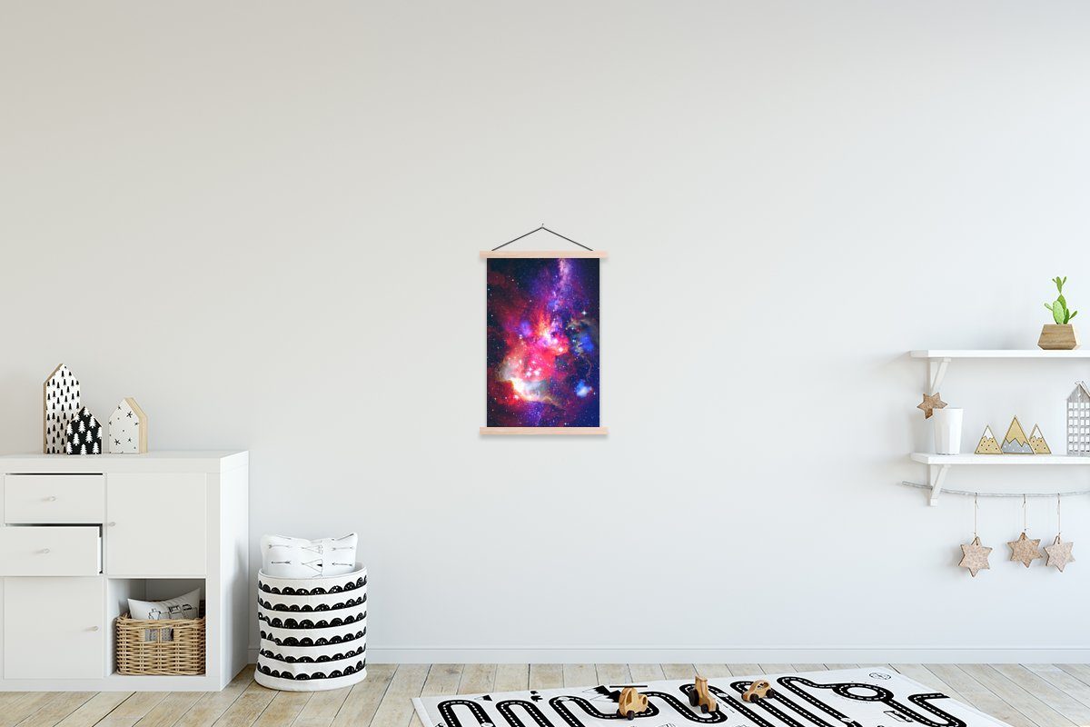 MuchoWow Poster Sterne - Weltraum - Rot, (1 St), Posterleiste, Textilposter für Wohnzimmer, Bilderleiste, Magnetisch