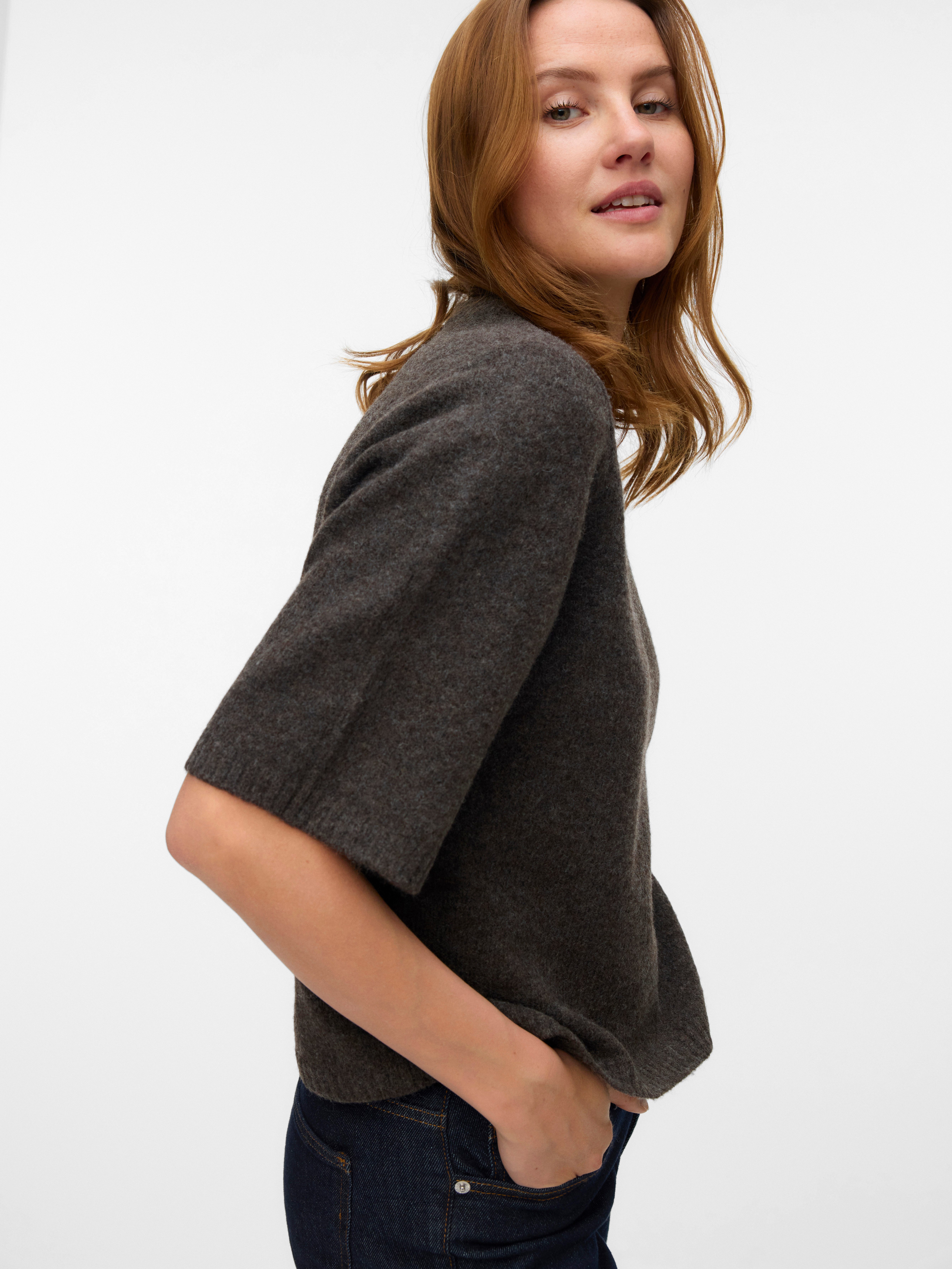 Vero Moda Rundhalspullover VMBOOM 2/4 O-NK OVERSIZE PULLOVE GA NOOS Materialmix, loose fit