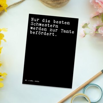 Mr. & Mrs. Panda Postkarte Nur die besten Schwestern... - Schwarz - Geschenk, Geschwister, Karte, Matte Rückseite