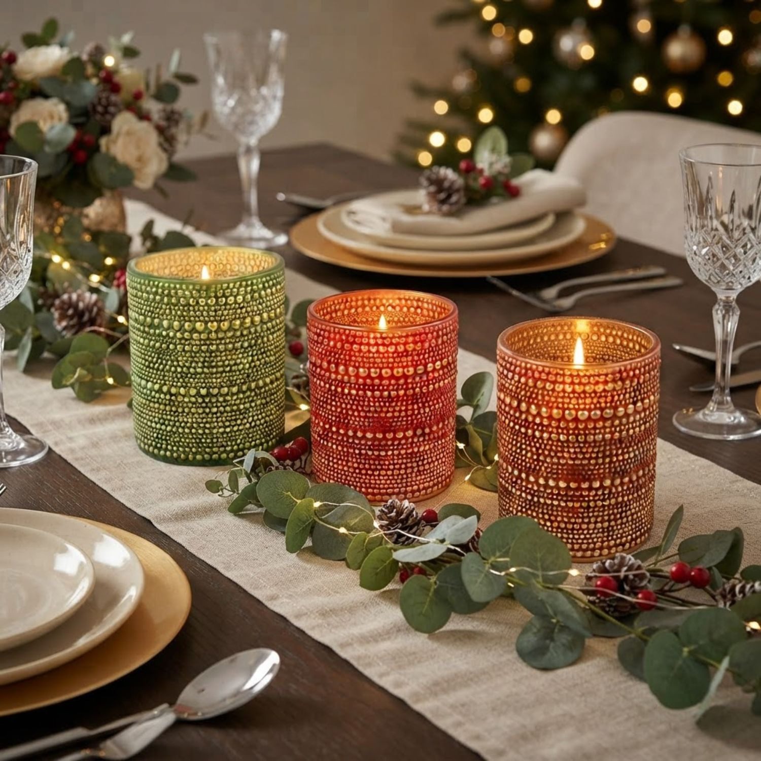 Marrakesch Orient & Mediterran Interior Windlicht Windlicht Nelle Rot 10 cm Glas Teelichthalter Vintage Deko rund edel (1 St), Handarbeit