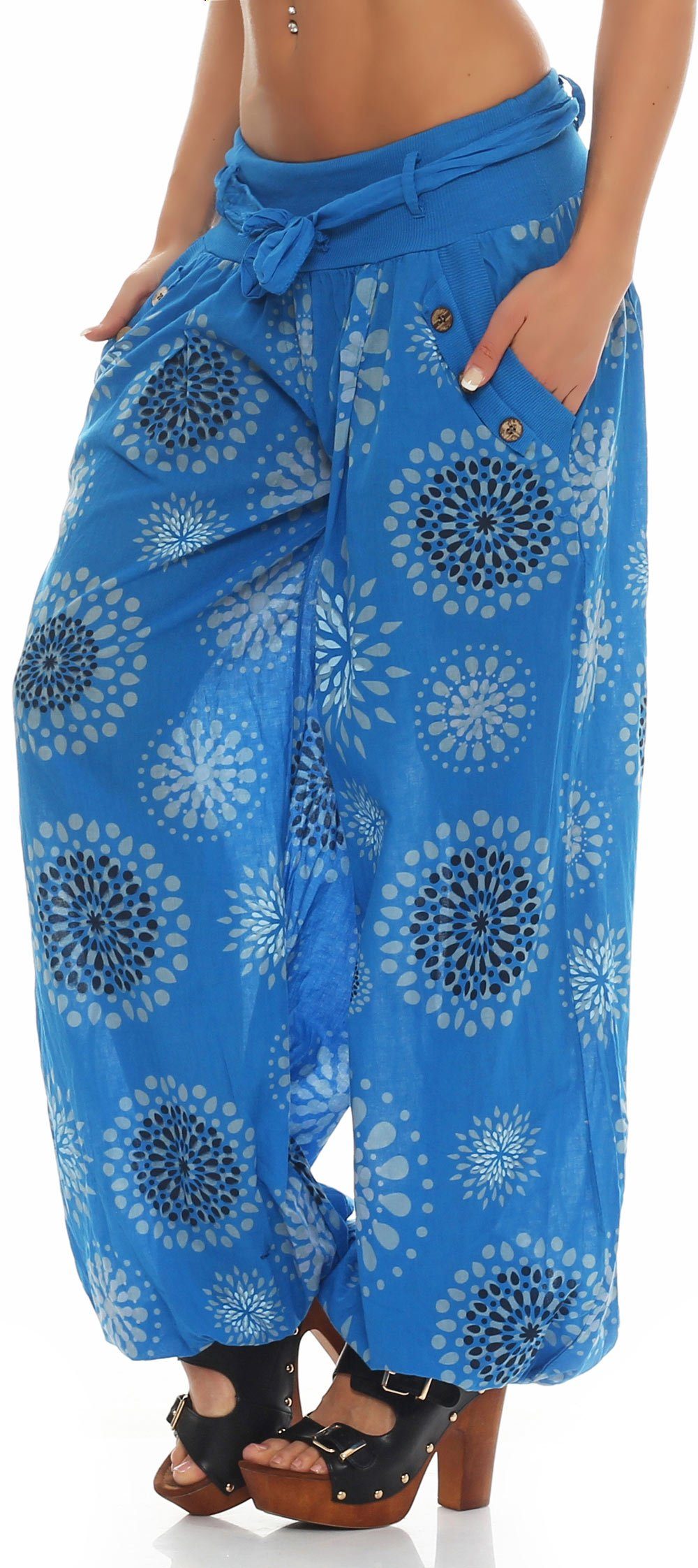 malito more than fashion 3481 Aladinhose mit Haremshose Print blau Einheitsgröße Pumphose
