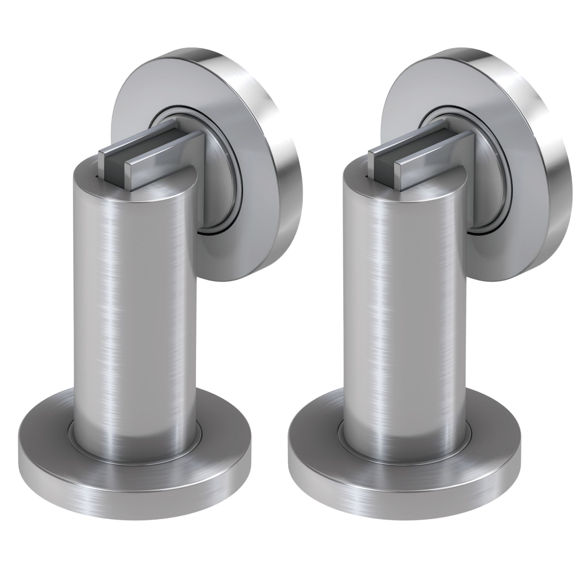 BASI Türdämpfer Türstopper (Packung, 2 St), Magnetisch aus Edelstahl, feste Wand-/Bodenmontage, Höhe 77mm, 2 Stück