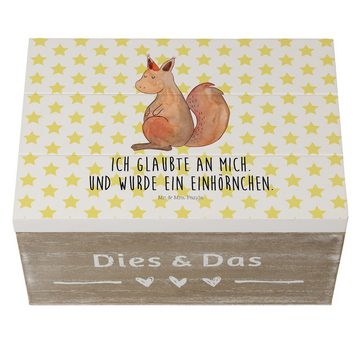 Mr. & Mrs. Panda Dekokiste 22 x 15 cm Einhorn Glauben - Weiß - Geschenk, Einhorn Deko, Kiste, Ei (1 St), Stilvolles Design