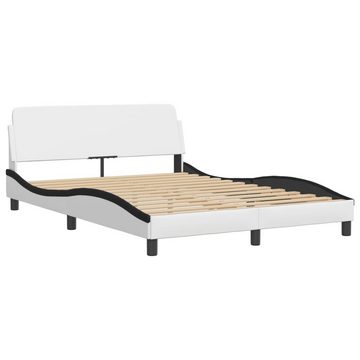 vidaXL Bett Bett mit Matratze Weiß und Schwarz 120x200 cm Kunstleder