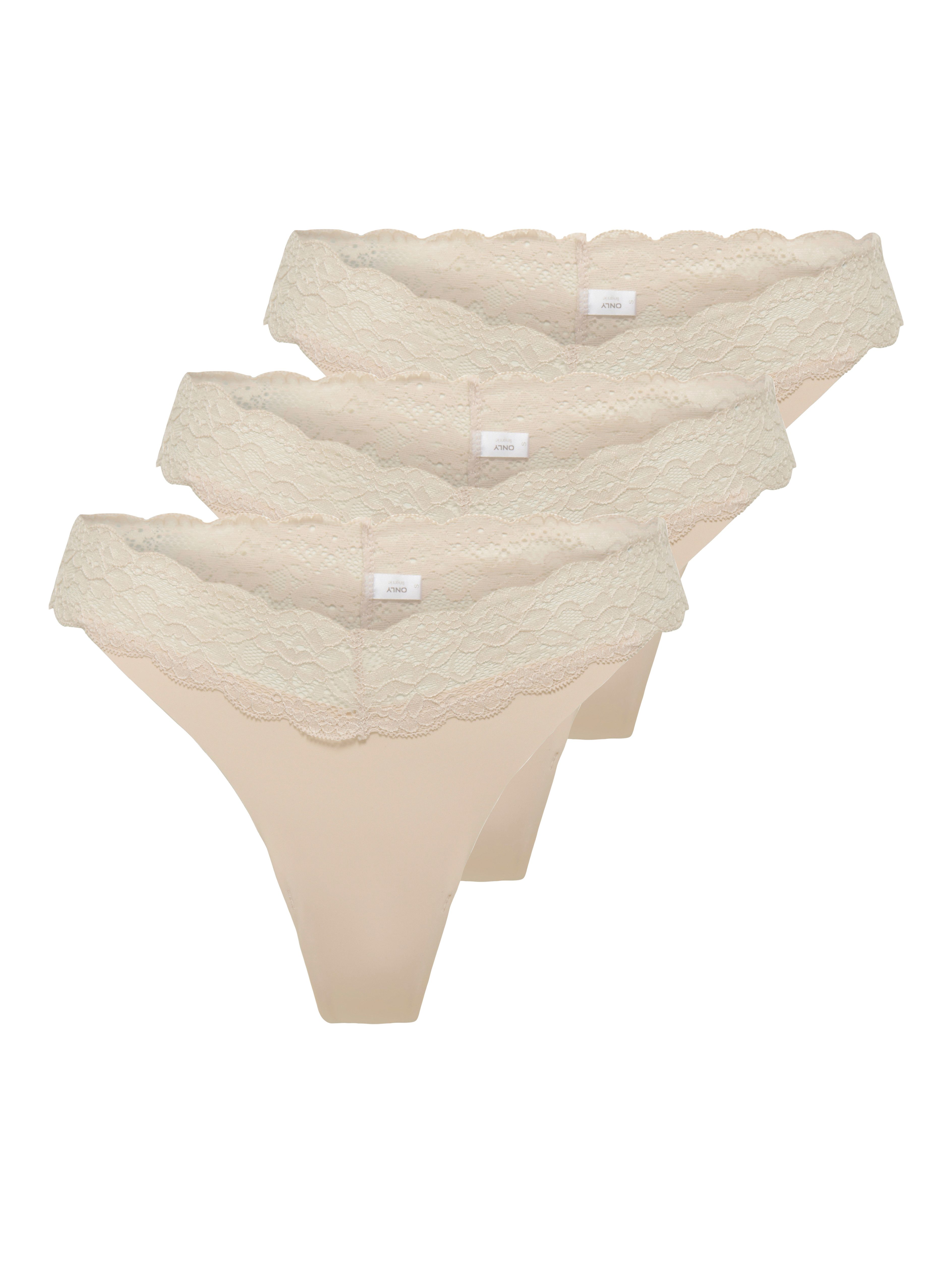 ONLY Tanga ONLCHLOE LACE S.S THONG 3-PACK ACC (Packung, 3-St) günstig online kaufen