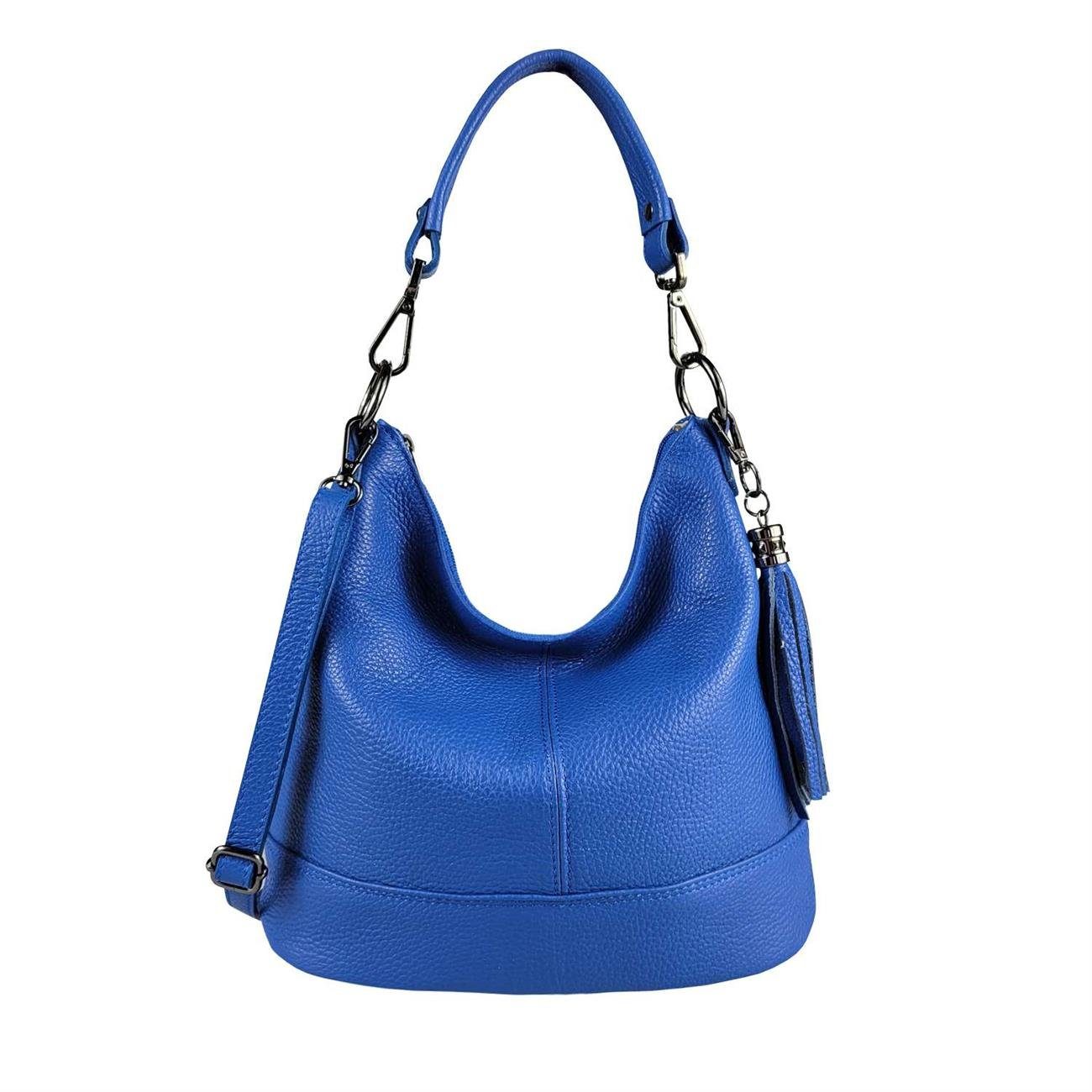 ITALYSHOP24 Schultertasche Made in Italy Damen Leder Tasche Shopper Umhängetasche Crossbody Bag, 5* LEICHT SICHER SMART MODERN & EDEL CITY HOBO BAG unterm Arm tragbar
