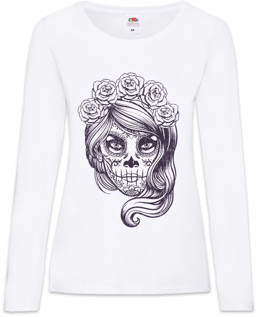 Urban Backwoods Langarmshirt Dia De Muertos III Damen Langarmshirt Schädel Mexiko Los Gang Latino (1-tlg) Mexico Sugar Latin Tattoo