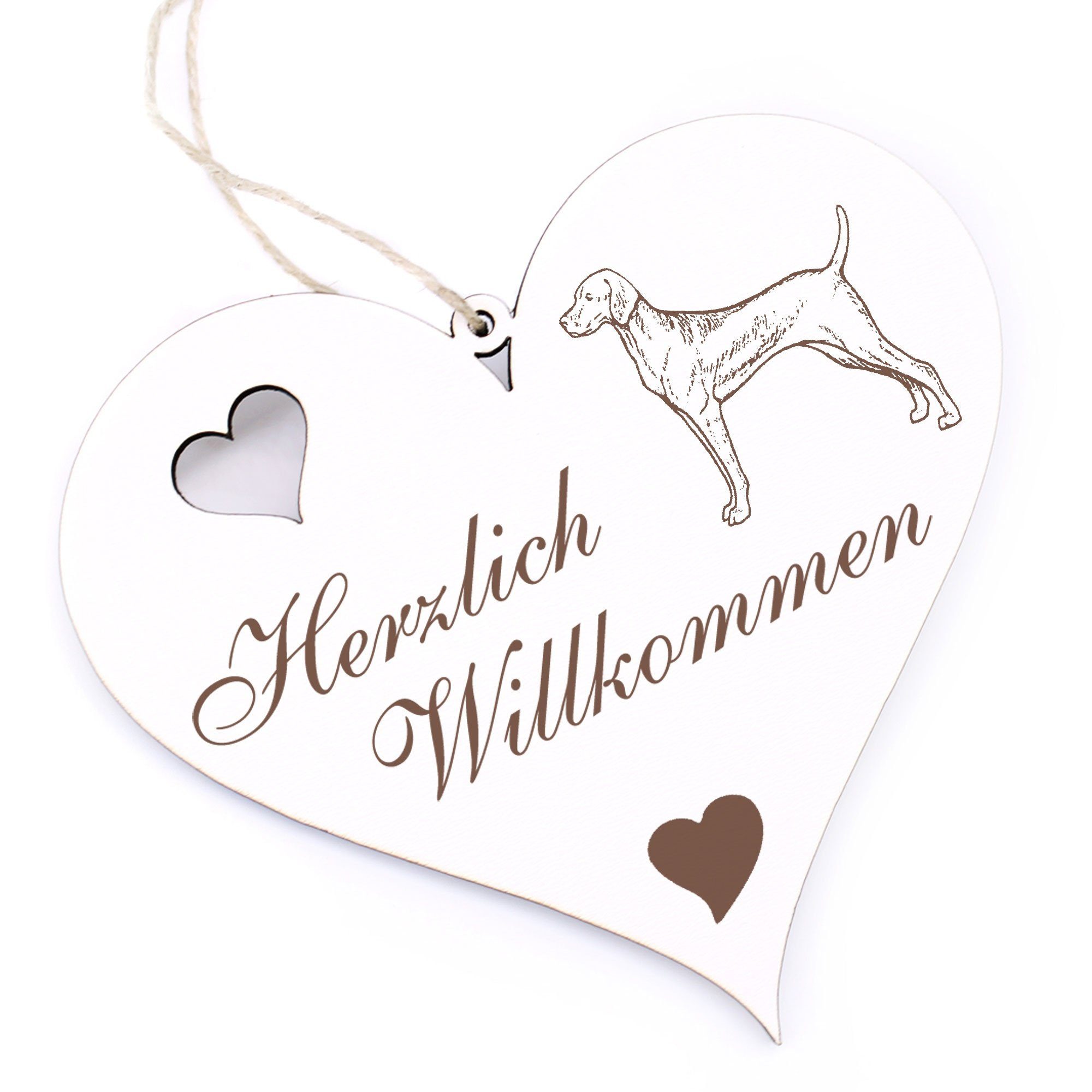 Dekolando Hängedekoration Herzlich Willkommen - Vizsla Ungarischer Vorstehhund - 13x12cm