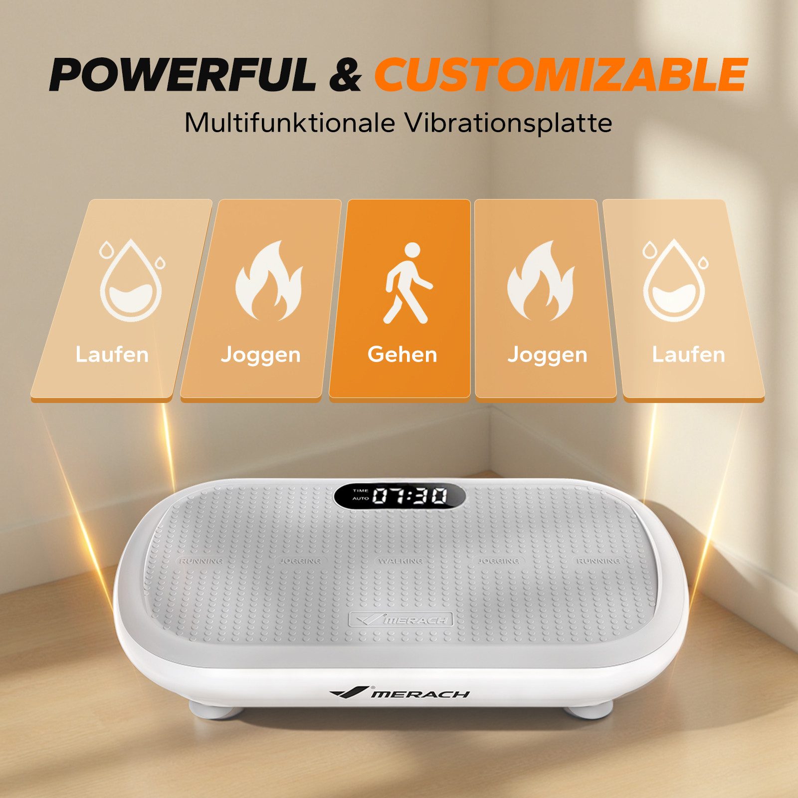 MERACH Vibrationsplatte Bluetooth-Trainingsgerät, bis zu 200 kg belastbar, 200 W, 10 Intensitätsstufen, (1 tlg), Ganzkörpertraining, intensiver Muskelaufbau, robuste Bauweise