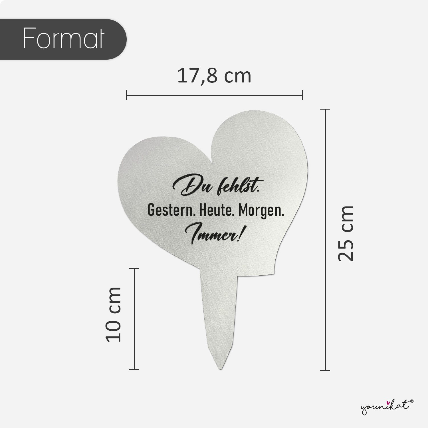 younikat Dekofigur younikat Grabstecker aus Edelstahl I Grabschmuck Herz 17 cm I you0080 – Bild 2 von 5