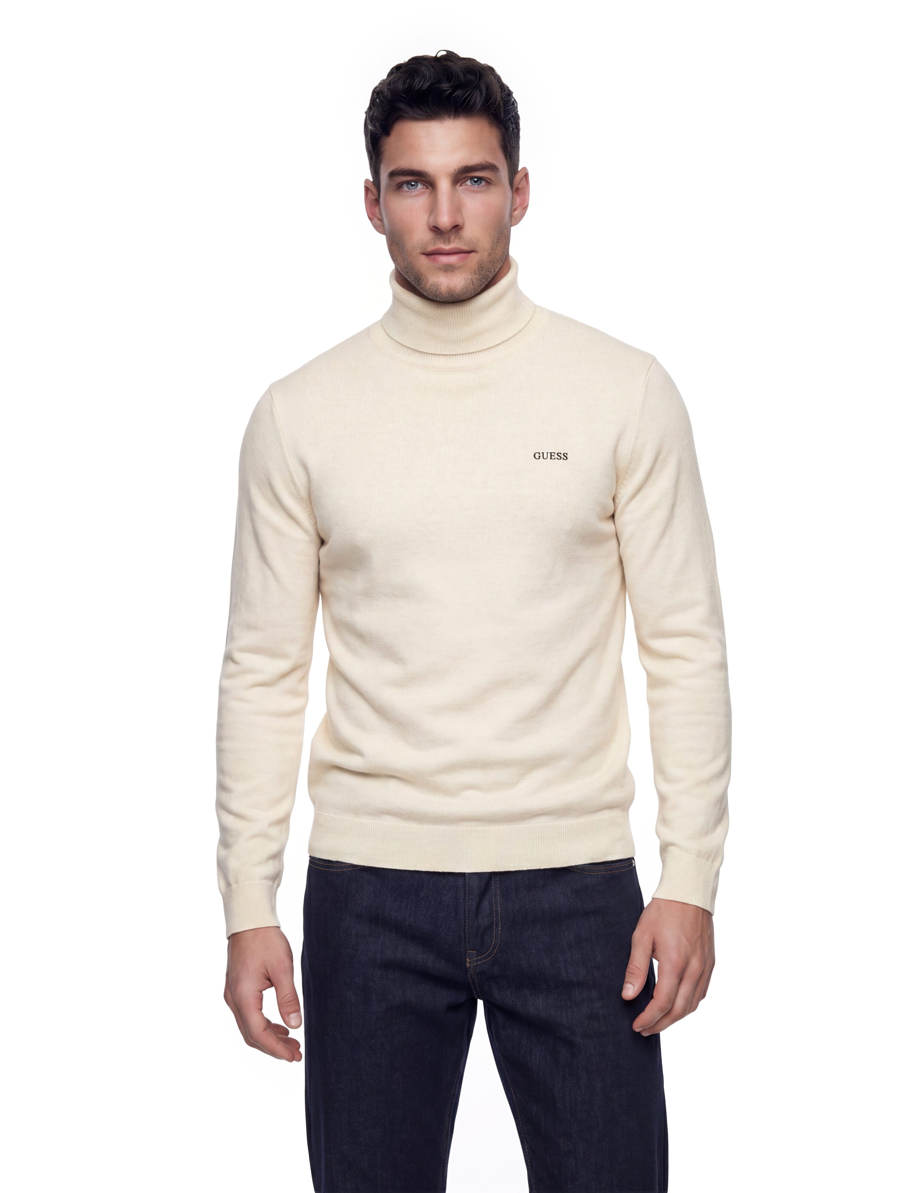 Guess Rollkragenpullover mit Seide und Wolle, Regular Fit, Logo-Schriftzug