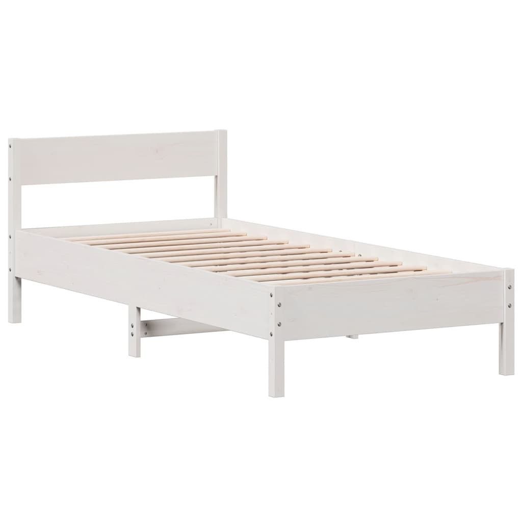 vidaXL Bett Massivholzbett ohne Matratze Weiß 90x200 cm Kiefernholz günstig online kaufen