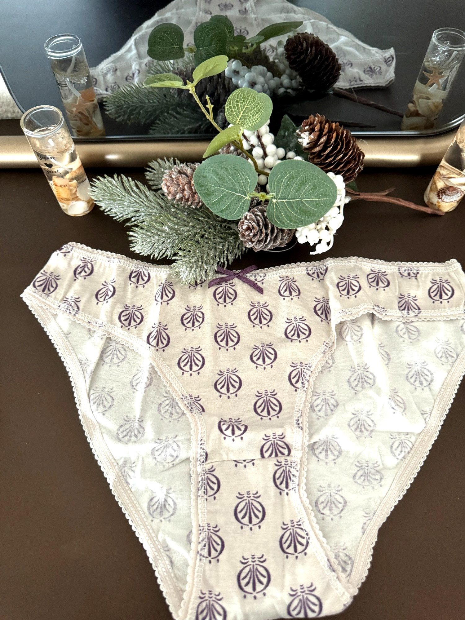 Slip Damen Slip 7er Pack – Gemustert, Baumwolle, Mit Schleifchen