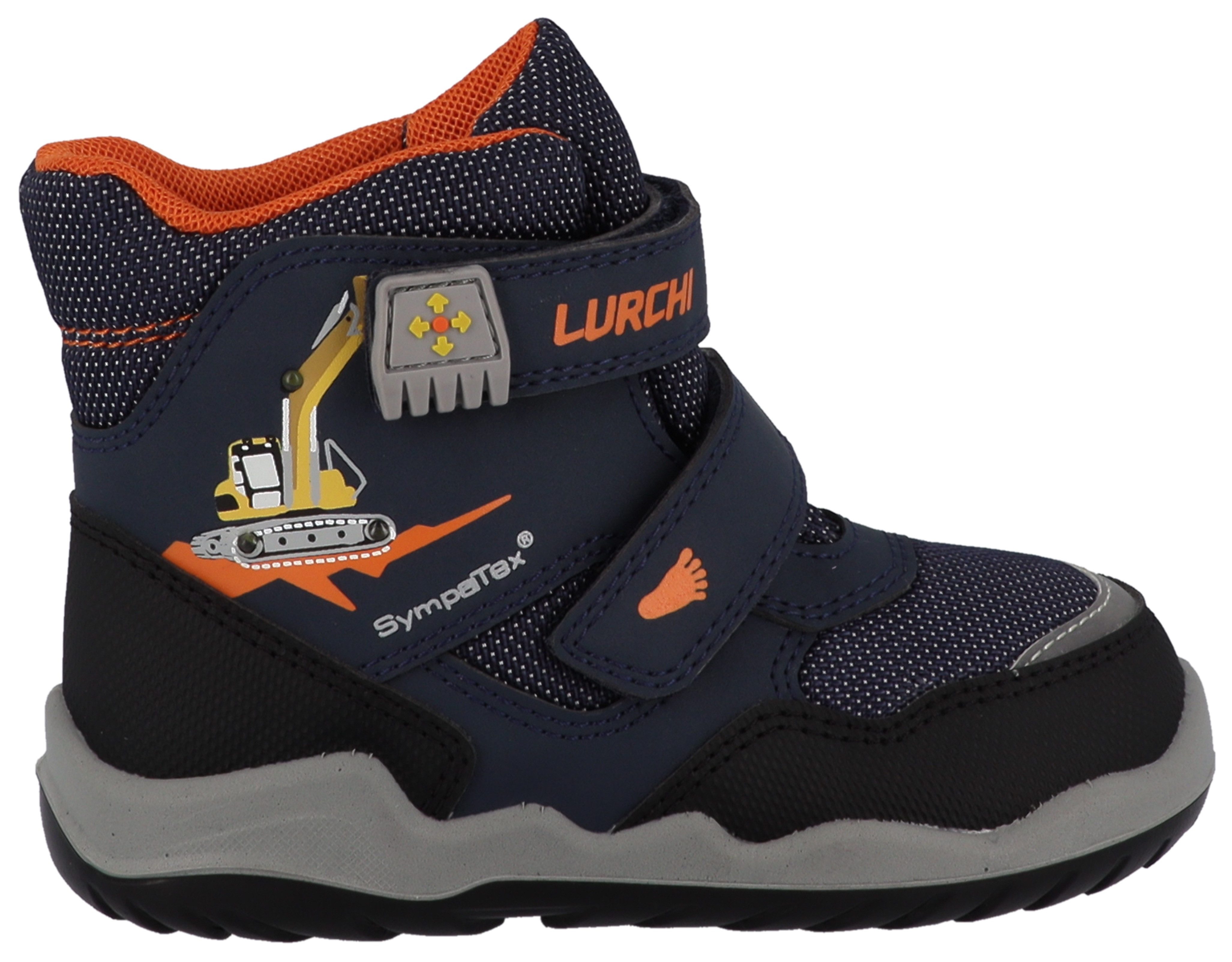 Lurchi Fritz Barefoot, Blinkschuh Barfußschuh Klettboots mit tollem Bagger-Motiv, Größenschablone zum Download