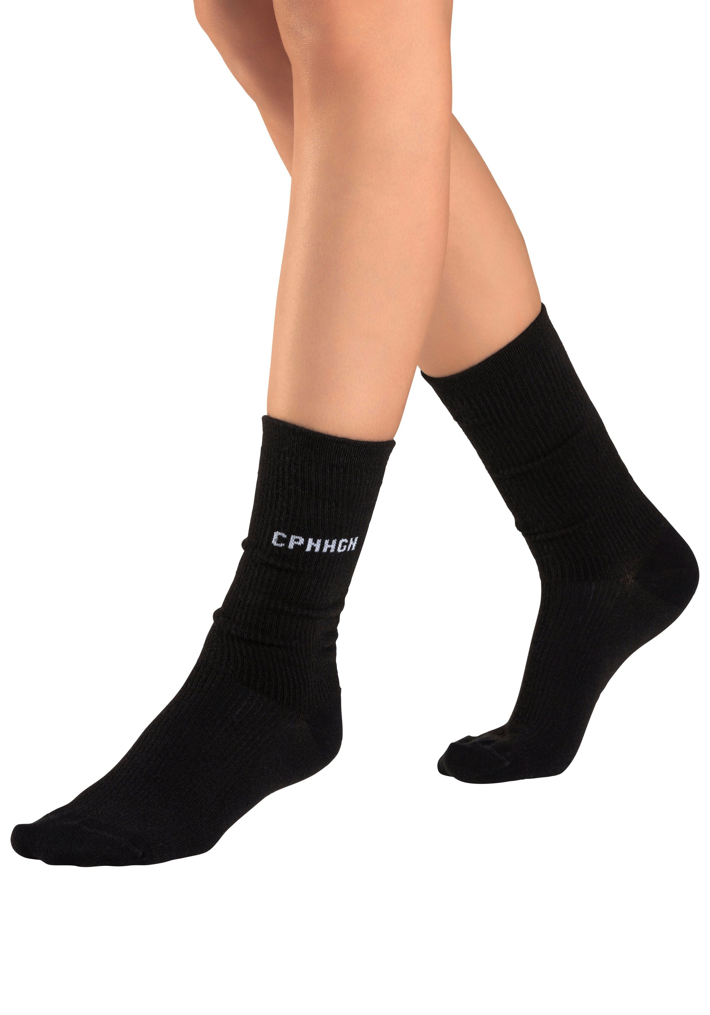 Copenhagen Studios Basicsocken (Packung, 3-Paar) mit Rippstruktur und Stickerei