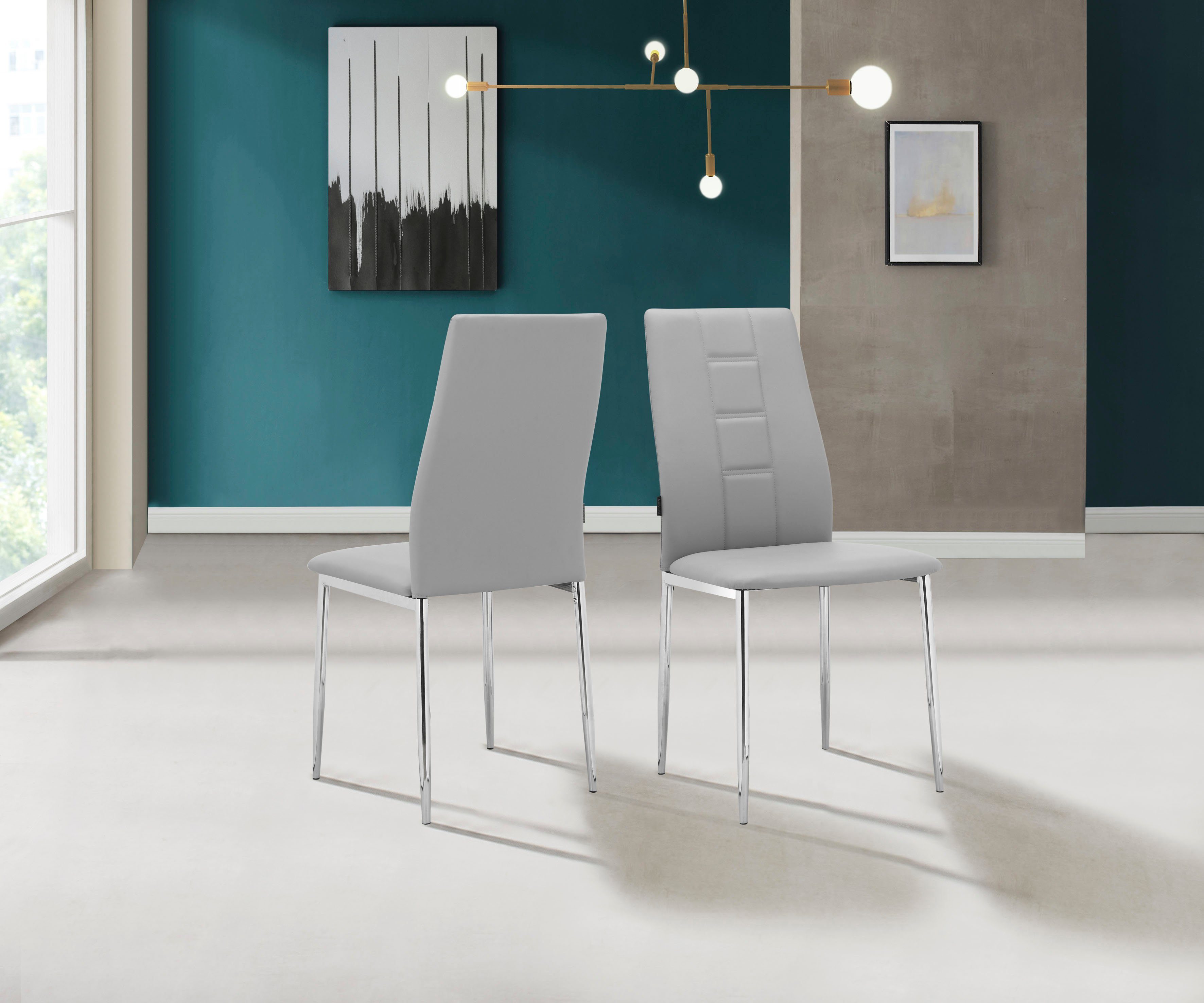 INOSIGN Esszimmerstuhl Acilino | mit Set (2 grau erhältlich, St), Sitz 2er im Sitzhöhe gepolstert, grau Rücken und 49 cm