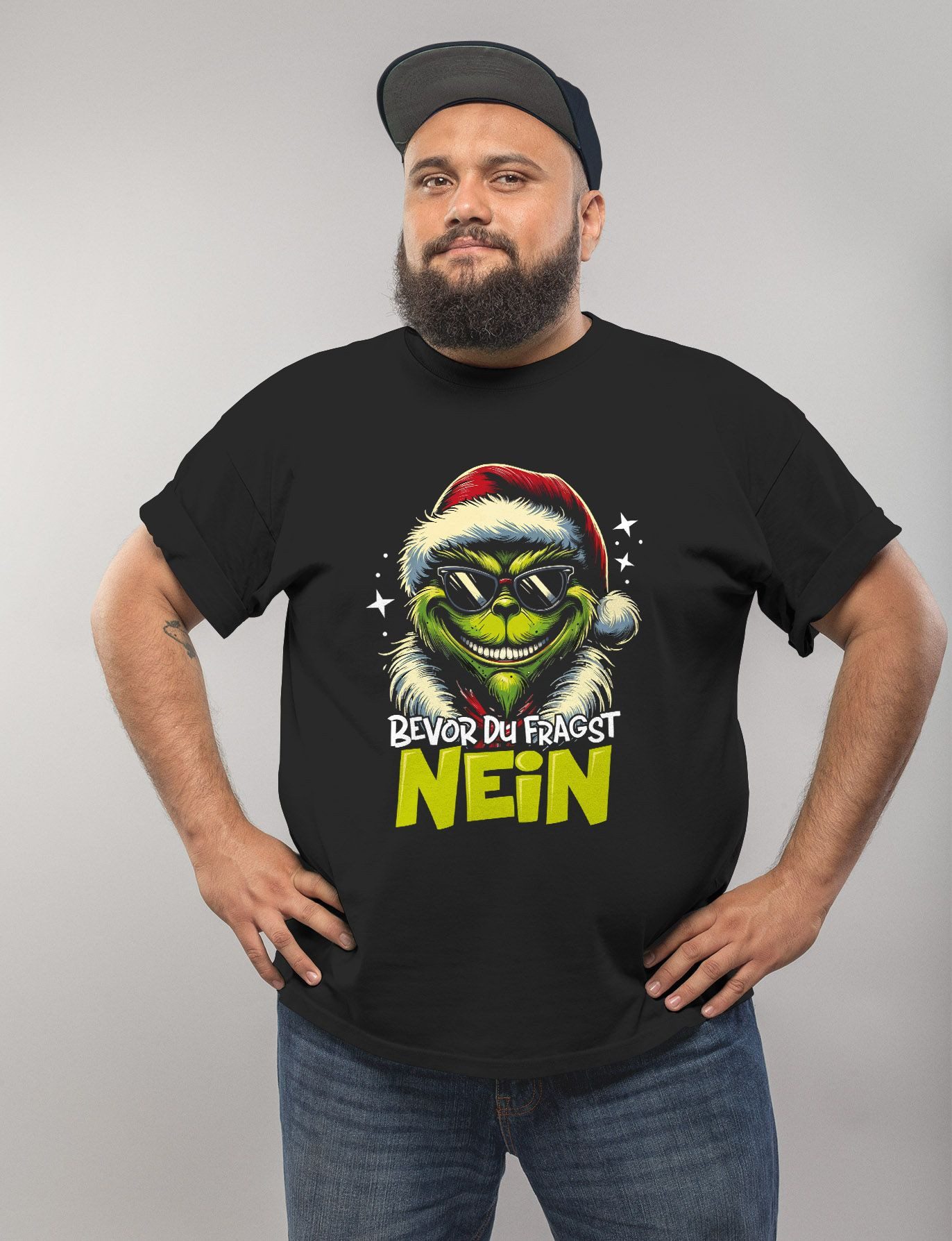 MoonWorks Print-Shirt Herren T-Shirt Weihnachten Anti Weihnachtsshirt Grinc günstig online kaufen
