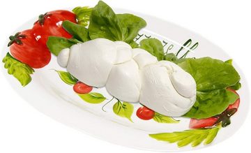 Lashuma Servierteller Tomate Mozzarella, Keramik, (1-tlg., 31 x 20 cm), Handgemachter Obstteller oval aus Italien